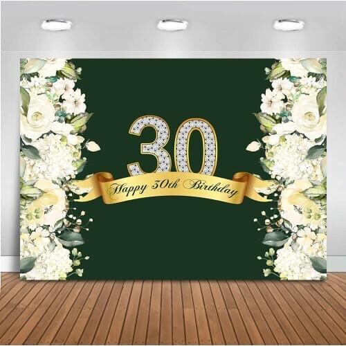 Neoback 30th Birthday Party Photography Backdrop Bridal Shower Photo Background Spring Flower Banner Computer Printed 415