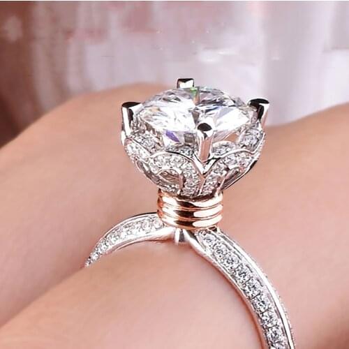 100% 14K Gold ring 1ct D color VVS Moissanite Diamond Ring Wedding ring With national certificate 002