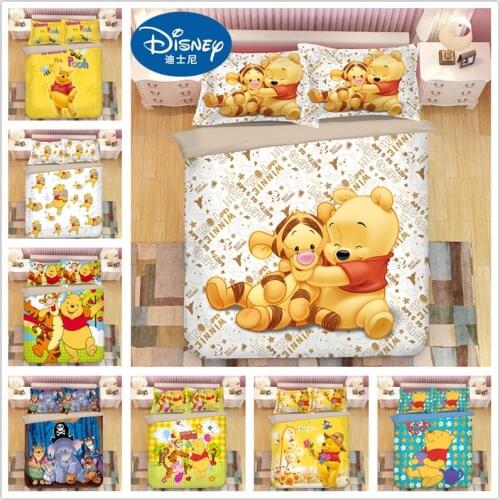 Disney Winnie the Pooh bedding set twin size duvet cover for kids bedroom decora boys double bed set single queen king bedspread