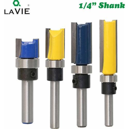 1PC 1/4 Shank Pattern Bit Flush Trim Bit Straight Bit with Bering Hinge Mortising Router Bit Wood Trimmer Cutter MC01006