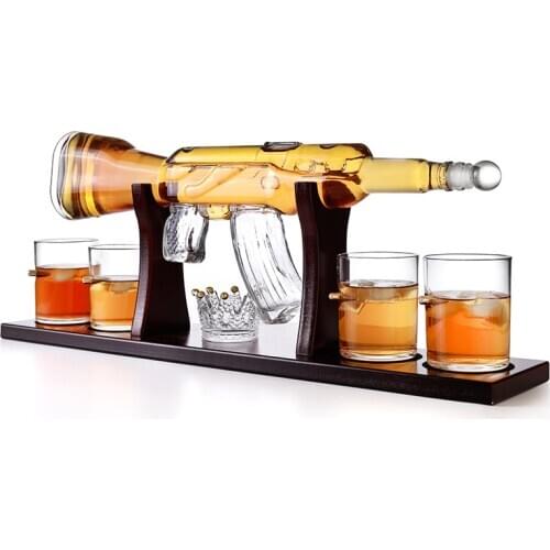Creative Glass Wine Bottle Decanter Pistol Glass Big Gun Crystal Bottle Spirits Cups Whisky Vodka Drinking Cups Bar Home