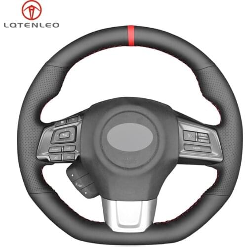 LQTENLEO Black Genuine Leather DIY Hand Sew Car Steering Wheel Cover For Subaru WRX (STI) 2015-2019 Levorg 2015-2019
