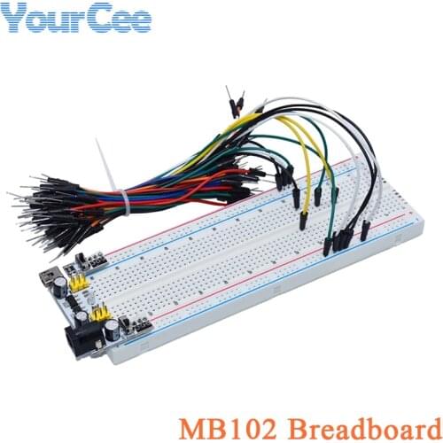 MB102 Power Module+Transparent White Breadboard 830 Points Solderless Prototype Bread+65pcs Jumper Wires+140pcs Jumpers with Box