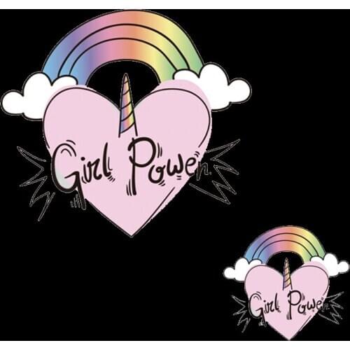 Cartoon Heart Love Patch Iron on Transfer Unicorn Patches for Kids Clothing DIY T-shirt Appliques Heat Transfer Vinyl Stickers