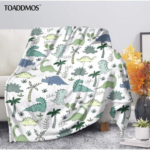 TOADDMOS Cartoon Dinosaur Design Soft Fleece Blanket for Baby Kids Thin Quilt Office Sofa Nap Warm Blanket Premium Bedding manta