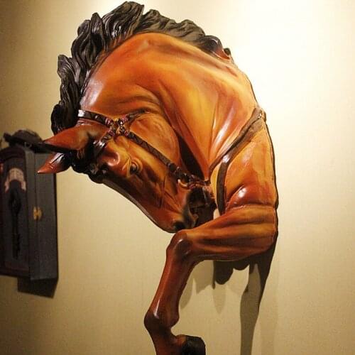 Retro Bust Horse Head Wall Hanging Statue Decoration Pendant Home Club Bar Home Animal Head Wall Decor Pendant Accessorise Gift