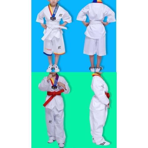 Newest Unisex kids Full cotton TKD suits taekwondo clothing sets Tae kwon do uniforms clothes comfortable