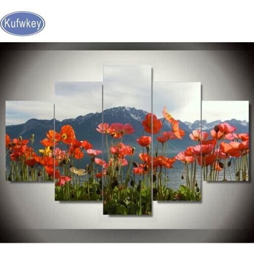 New Product Diamond Embroidery Diamond Painting flower,3d Cross Stitch mosaic puzzle 5d,full square,Beautiful Red Poppies