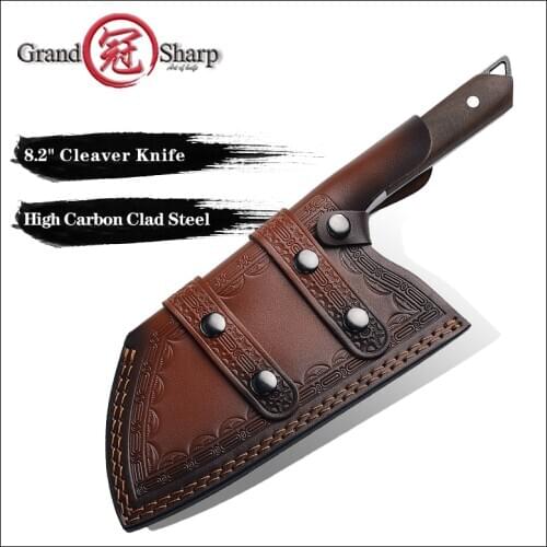 Grandsharp Chef Knife Handmade Forged High-carbon Clad Steel Kitchen Knives Cleaver Filleting Slicing Broad Butcher Knife Gift
