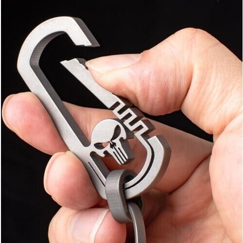 PAVEHAWK Camping Car Key Tool Titanium Alloy Skull Buckle Carabiner Keychain Chain Bag Hook Bottle Opener Climbing Accessories