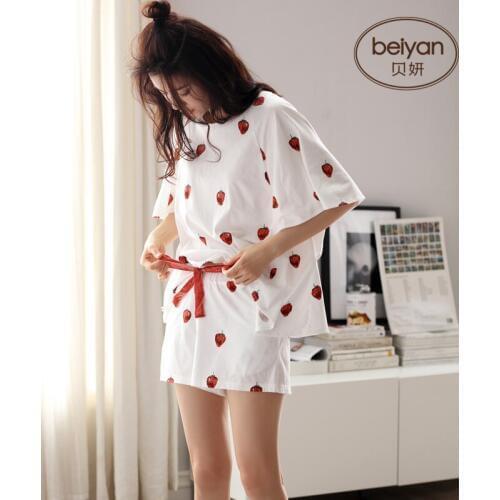 Summer And Autumn Cotton Pajamas Woman Sleeve Shorts Leisurewear Thin Ladies Suit