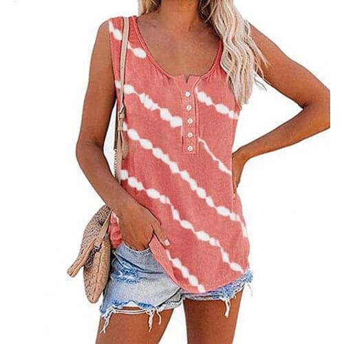 Plus Size Summer Women T-Shirt Fashion Soft Breathable Round Neck Tank-Top Sleeveless Striped Vest Casual Loose Corset Top