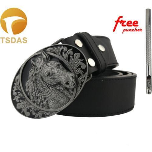 Horse Mens Belt Buckle Head Fashion Man Jeans accessories Western Oval Belt Buckle Fit 3.8-4cm Wide Belt