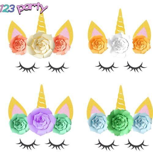 1 Set DIY Unicorn Horn Eyelashes Unicorn Party Baby Shower Unicorn Horn Eyelash Birthday Party Kids Wall Decoration