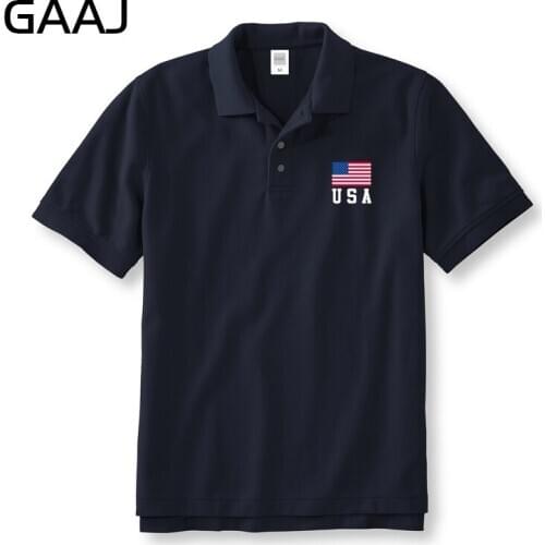 GAAJ USA America Flag Polo Shirts Men & Women Unisex Shirts Solid Homme Man Polos High Quality Man Shirt New Brand Clothing