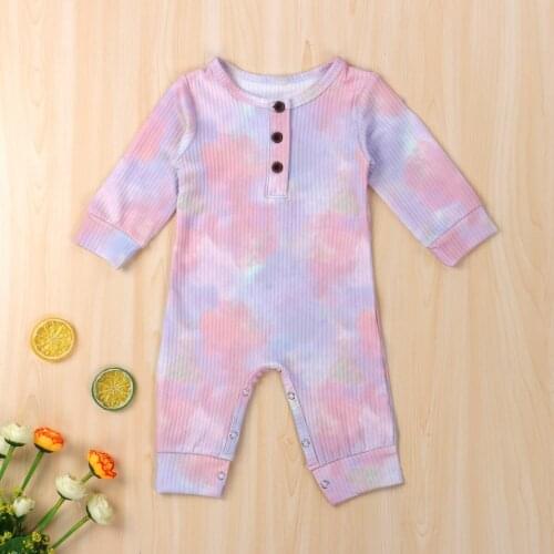 Long Sleeve Tie-dye Print Rompers Newborn Infant Baby Jumpsuit Autumn Casual Clothes Ribbed Playsuit Toddler Girls 0-18M