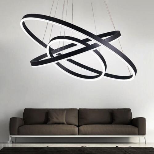 Modern Pendant Lights For Living Room Dining Room Circle Rings Acrylic Aluminum Body LED Ceiling Lamp Fixtures