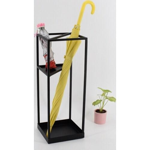 Concise Inn Offices Umbrella Stand Home Iron Art Square Long Short Umbrella Barrel Hotel Lobby Umbrella Storage Rack 20x20x53cm
