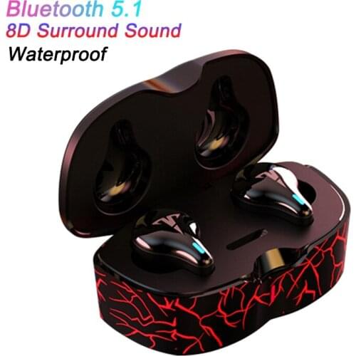 TWS Bluetooth 5.1 Earphone 8D Stereo Surround Sound Headsets Waterproof Sport Headphones With Mic Low Lantacy Game Headset QBMY
