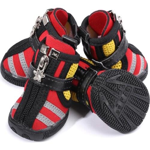 Spring Autumn Pet Dogs Shoes Mesh Non Slip Soft Sole Velcro Strap Dog Boots Breathable Outdoor Walking Leisure Puppy Sneakers