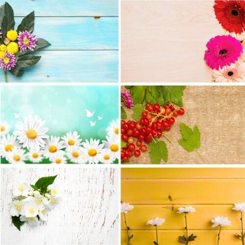 Vinyl Custom Photography Backdrops Prop Flower and Wooden Planks Photo Studio Background 191029STR-0002