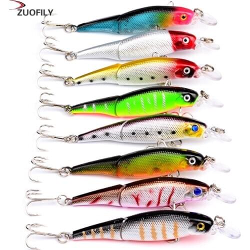 1pcs 2 Sections Fishing Minnow Lure 90mm 7.5g Artificial Bait Treble Hooks Crankbait Fishing Tackle 8 Color for Choose