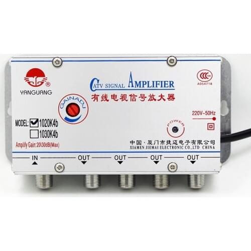1-in-4 Out 4 Way CATV VCR TV Antenna Cable Television Signal Amplifier US plug 2W Booster Splitter 30DB 50-60MHz 220V