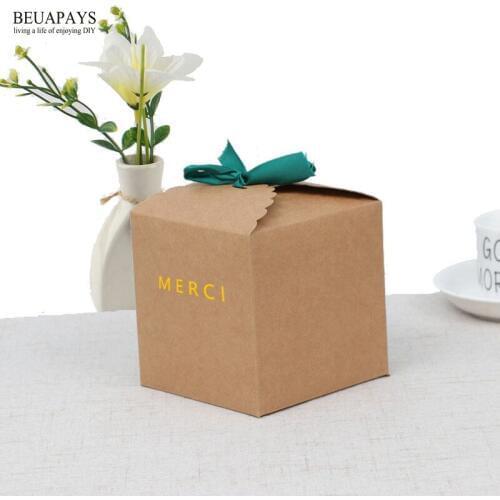 10pcs Personalized Customized Pure Kraft paper candy box Box add name Christmas wedding decoration merci baby shower its a boy