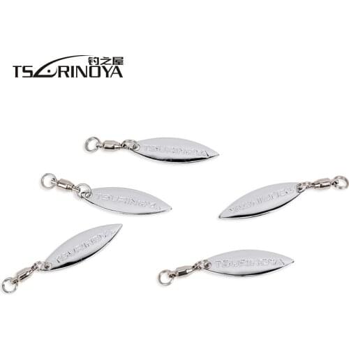 TSURINOYA 10Pcs Blade Willow Noise Sequins Fishing Lure With Bearing Connecting Ring Rotation DIY Sequin Modified Accessories