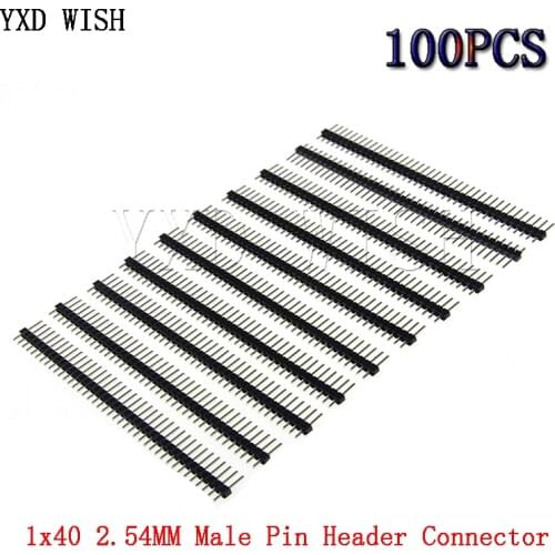 100pcs 1X40PIN 2.54MM 1x40 Pin 2.54 Male Pin Header Connector Row 2.54 MM Breakable 40 Pins Connectors Strip Board