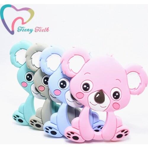 Teeny Teeth 20 PCS Baby Silicone Koala Food Grade Teether Pram Toy Teething Accessories Handmade DIY Nursing Necklace Pendant