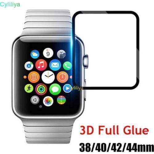 3D Curved Full Glue Tempered Glass For Apple Watch iwatch 1/2/3/4 38mm 42mm 40mm 44mm Black Screen Protector Film With Pack