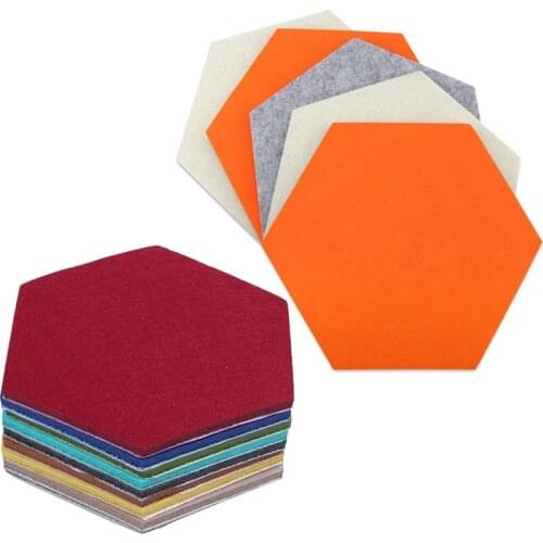 5Pcs Hexagon Felt Board Hexagonal Felt Wall Sticker with 9Pcs Hexagon Pad Cork Board/Pin Board