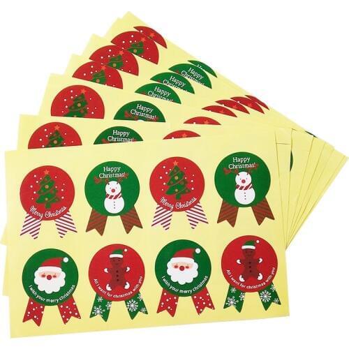 80PCS Vintage Christmas Theme series Badge Design DIY Multifunction Seal Sticker Gift Label Package Gift Stickers