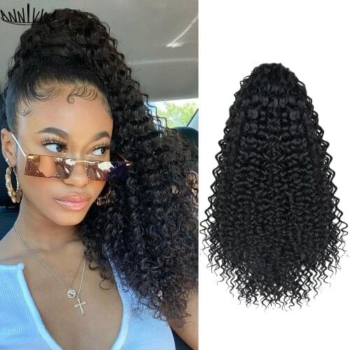 Ponytail Afro Kinky Curly Hair Extension Synthetic Clip in Drawstring Puff Pony Tail African American Short Wrap Hair For Women