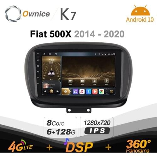 720P K7 6G+128G Car Radio for Fiat 500X 2014 - 2020 android 10.0 BT 5.0 support Interior Atmosphere Lamp 360 4G LTE 1280*720