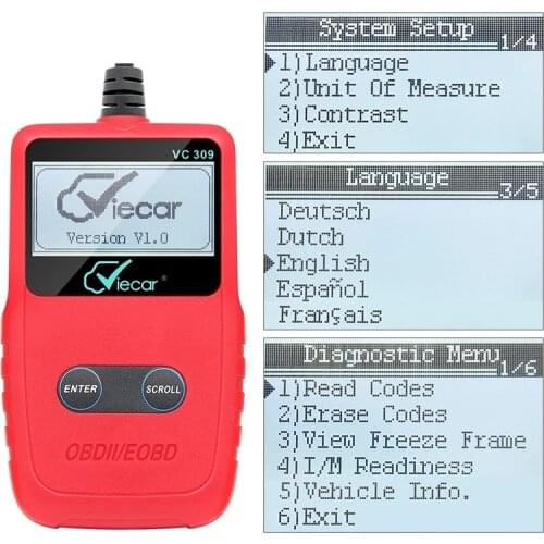 Viecar VC309 OBDII EOBD Auto Diagnostic Scanner Code Reader OBD 2 OBD2 Car Diagnosis Tool Support for SAEJ1850 Protocols