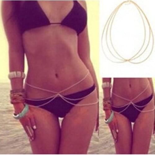 Bikini Belly Chains Body Jewelry Crystal Sexy for Women Waist Female Girl Fashion Beach Simple Luxury Gift Party Leg decoration