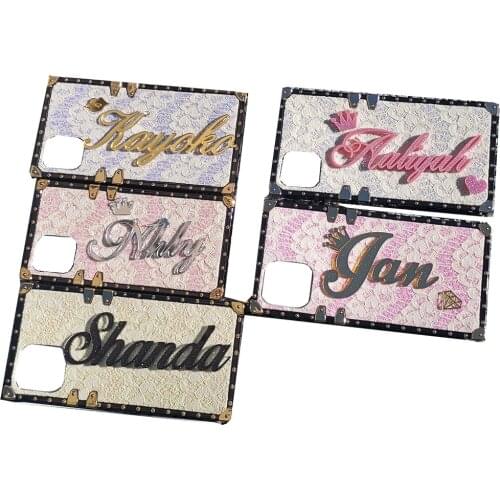 Unique Girl Cute Custom Name Letter Glitter Square Case For Samsung Galaxy A70 A10S A20 A50 A71 A51 A72 A52 A02S A12 A21S A42 NO