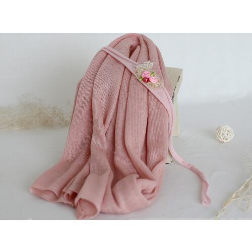 Newborn stretch Knit wrap Pink Sweater Wrap and headband set Newborn photography props Baby Swaddle Blanket Layer