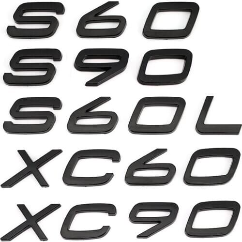 Letters Numbers Emblem S60 S60L S90 XC60 XC90 Car Styling Trunk Lid Badge Decal Car Sticker for Volvo Glossy Matte Black Chrome
