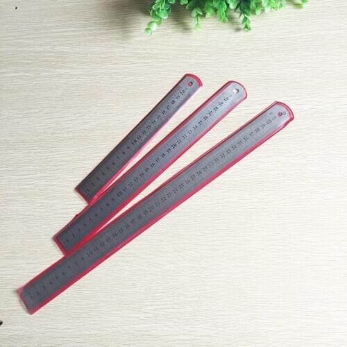 3Pcs Stainless Steel Ruler Metal Ruler for Engineering School Office Drawing 20cm/30cm/40cm