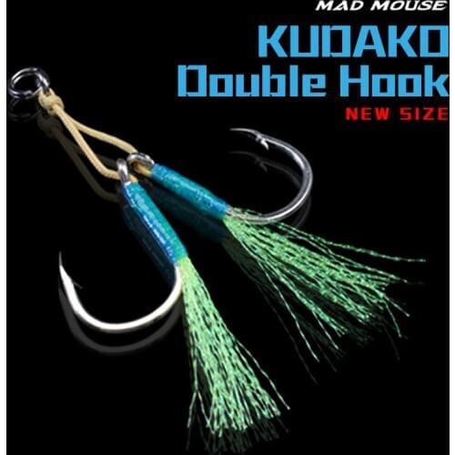 MAD MOUSE Assist hook jigging hooks sea fishing hooks Luminous glow double hooks 5/0 7/0 high carbon steel hooks