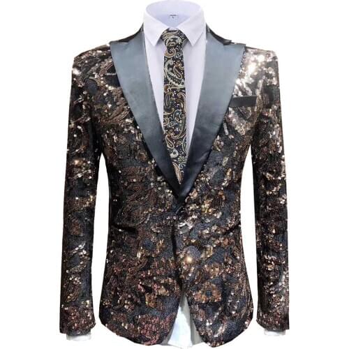 2020 Fashion Mens Color Sequin Blazer Peak Notch Lapel Tuxedo Tailcoat Best Man Suit Jscket For Wedding Party Groom Host 1 Piece