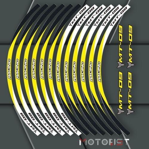 A set of 12pcs high quality motorcycle wheel decals waterproof Reflective stickers rim stripes For Yamaha MT-09 MT09