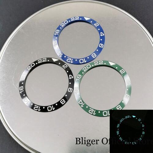 New 38mm Super Luminous Black/Blue/Green Watch Ceramic Bezel Insert Fit 40mm Automatic Men Watch