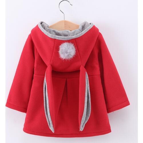 Baby Girls Coat Winter Spring Baby Girls Princess Coat Jacket Rabbit Ear Hoodie Casual Outerwear for girl Infants clothing