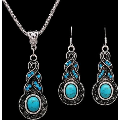 Hot Vintage Elegant Retro Dangel Hook Earrings & Necklace Jewelry Sets