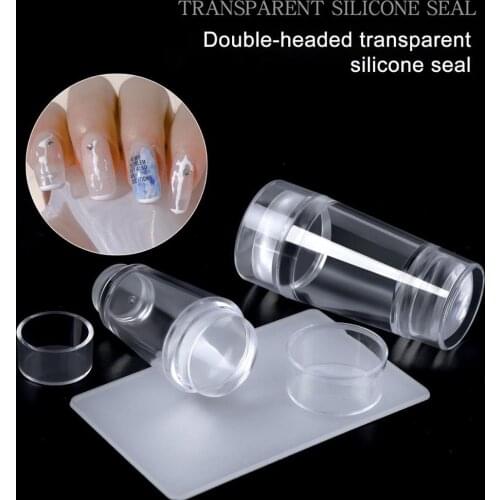 Silicone Nail Stamper Double Non-Deformed Head Clear Nail Art Stamper Scraper Kits Image Painting Nail Stamping Template Tools