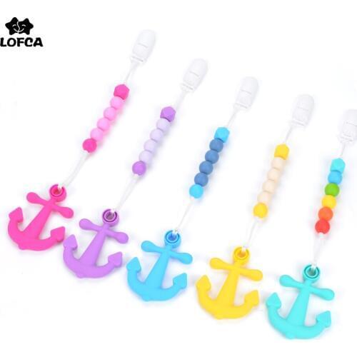 Silicone Teething Anchor Pacifier Clip Baby Carrier Toys BAP free Pendant Necklace Teething Toy Food Grade Chew Beads